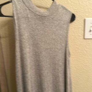 Large super soft gray and cream mid length super soft sleeveless dress